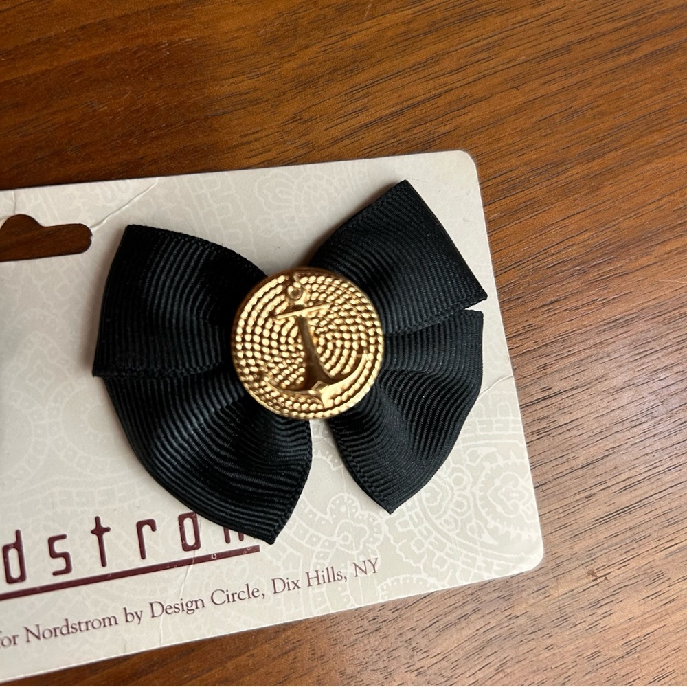 Nwt dead-stock vintage black and gold ribbon bow shoe clips - Picture 2 of 5